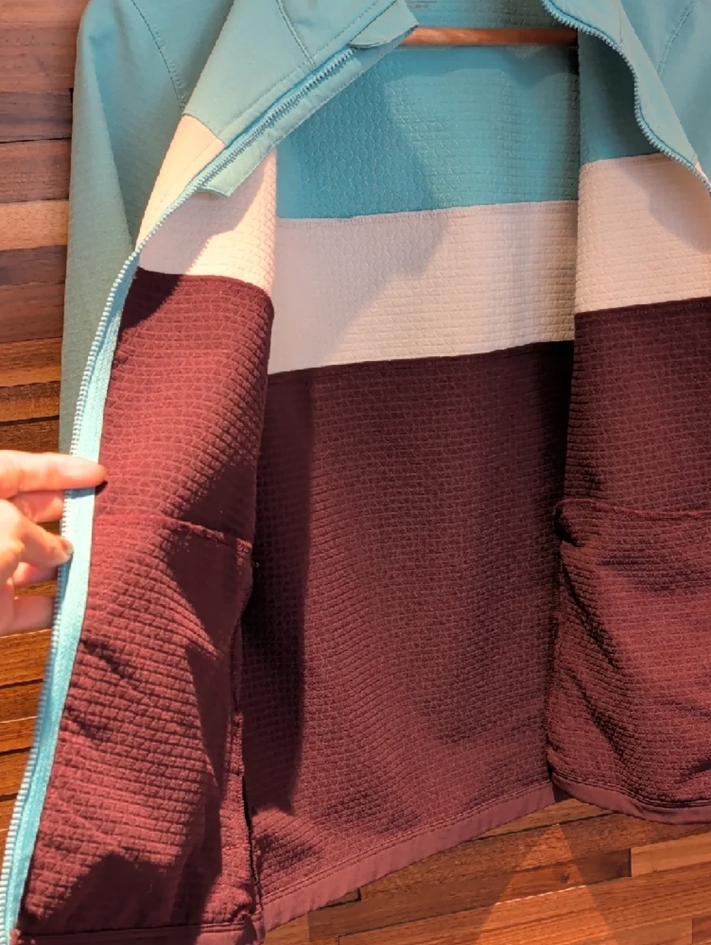 Saucony Teal Cream Brown Colorblock Zip Utility Jacket - Picture 6 of 13